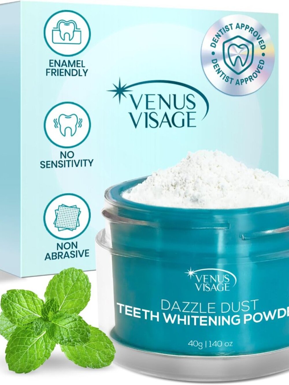 Venus Visage Dazzle Dust Teeth Whitening Powder - Enamel-Safe Toothpaste Powder